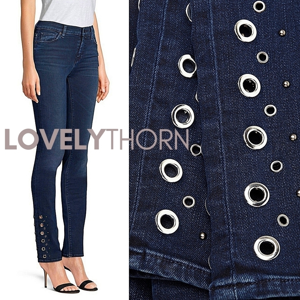 Hudson Jeans Dark Blue Grommet Detail Skinny Jeans